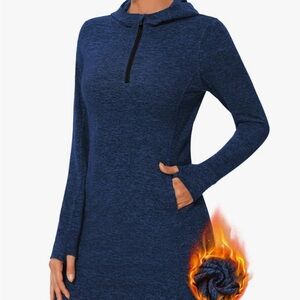 Women's Blue Long Sleeve Dress